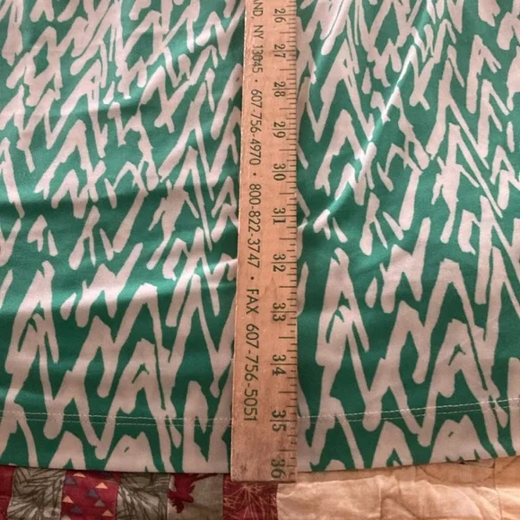 Loft women’s dress green and white XS 3/4 sleeves midi lightweight stretch - Picture 7 of 7